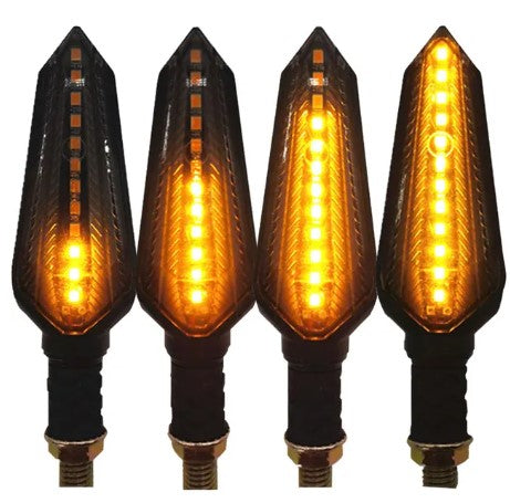 Dirt Racing 2pcs Turn Signals Flowing 12 Led Light Indicator Amber Blinker 12v M10 Approved E-mark E24