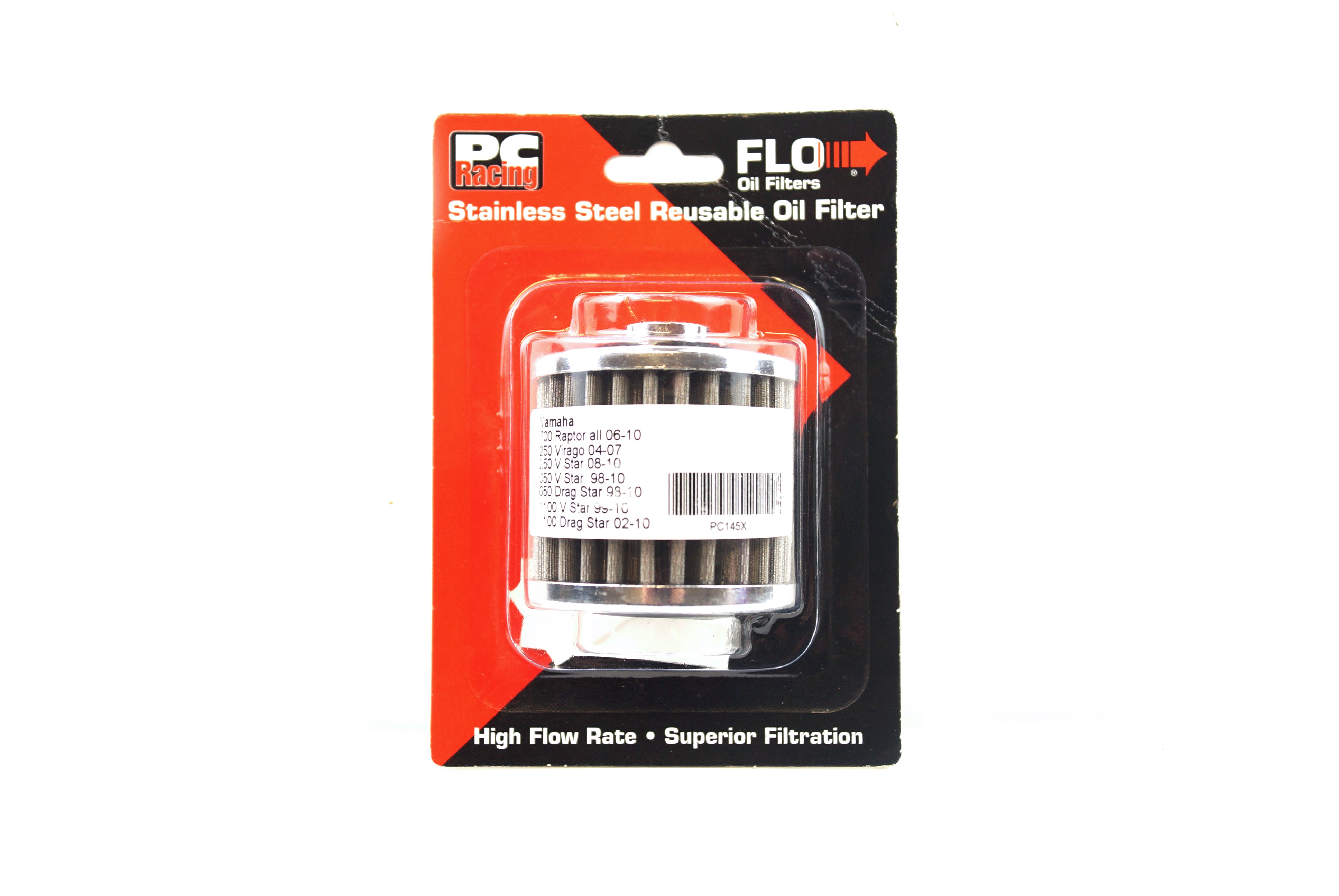 PC Racing Oil Filter Flo Reusable PC145X, Pc Racing Usa Stainless Steel