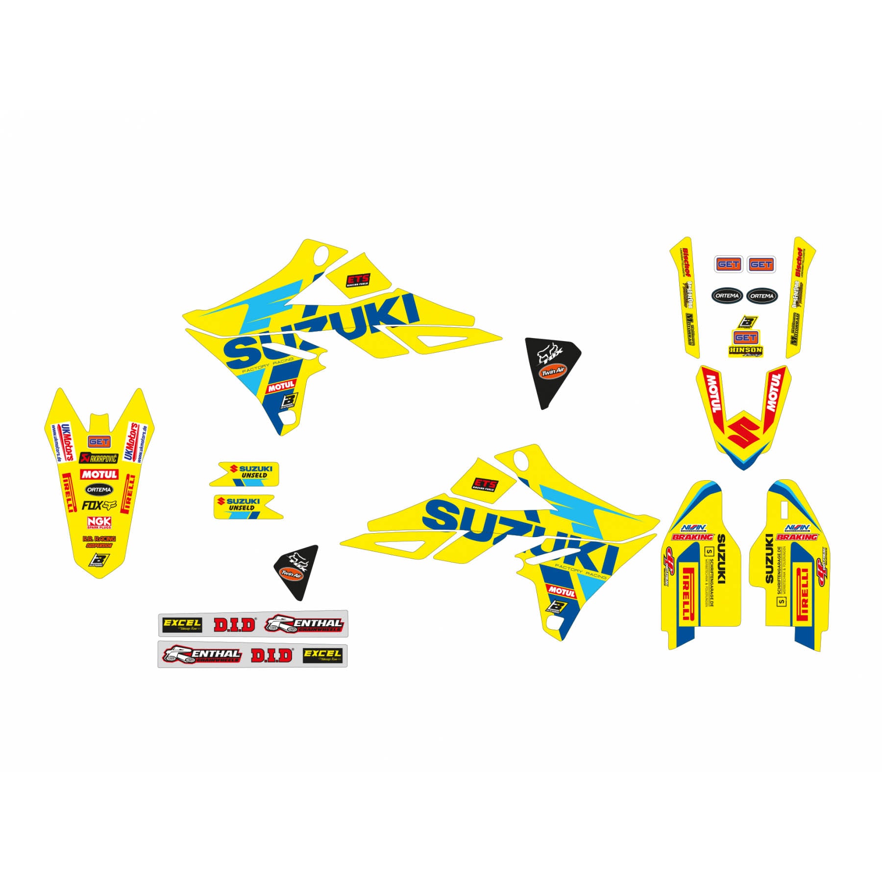 Blackbird Graphics Suzuki RMZ 250/450 Restyle Kit 22 Design, Blackbird 2320r9