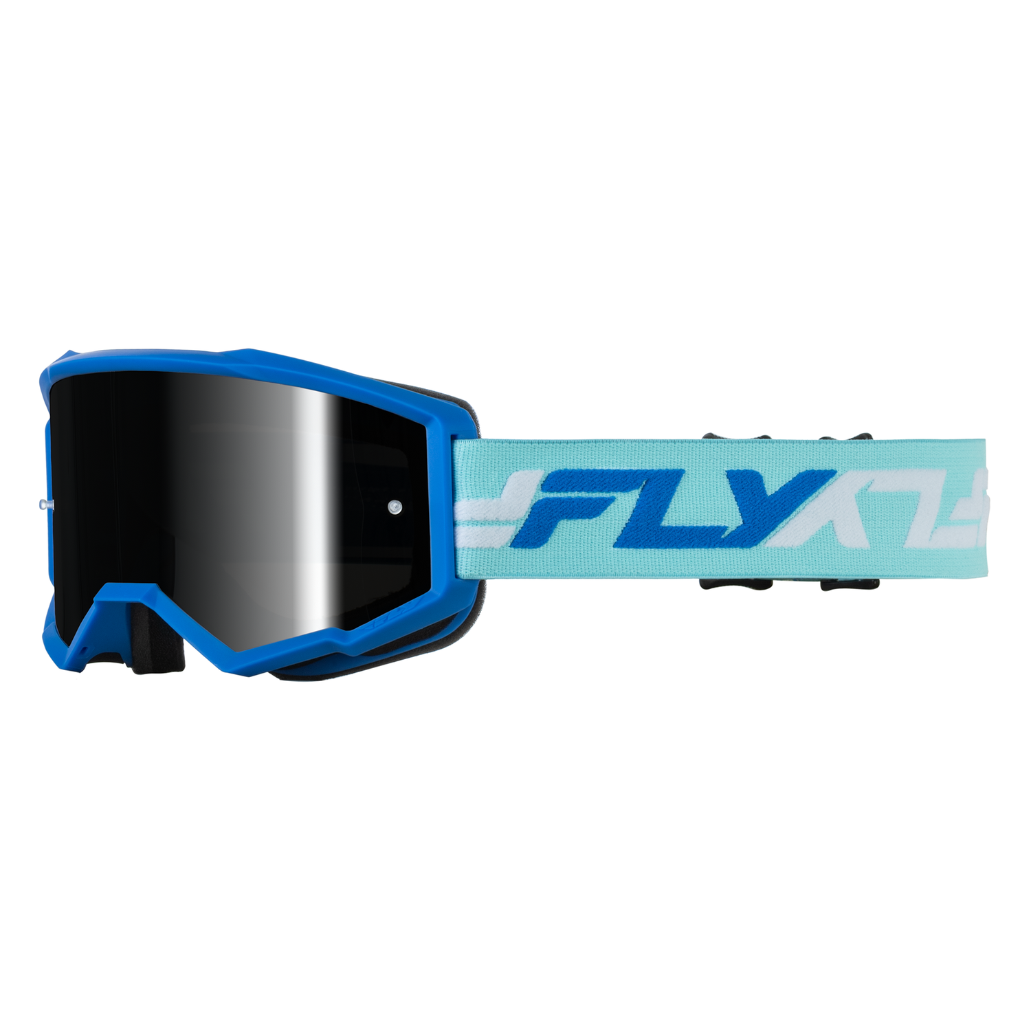 Fly Racing Zone Goggle (Blue/White), with Black Mirror/Smoke Lens 600381BLU