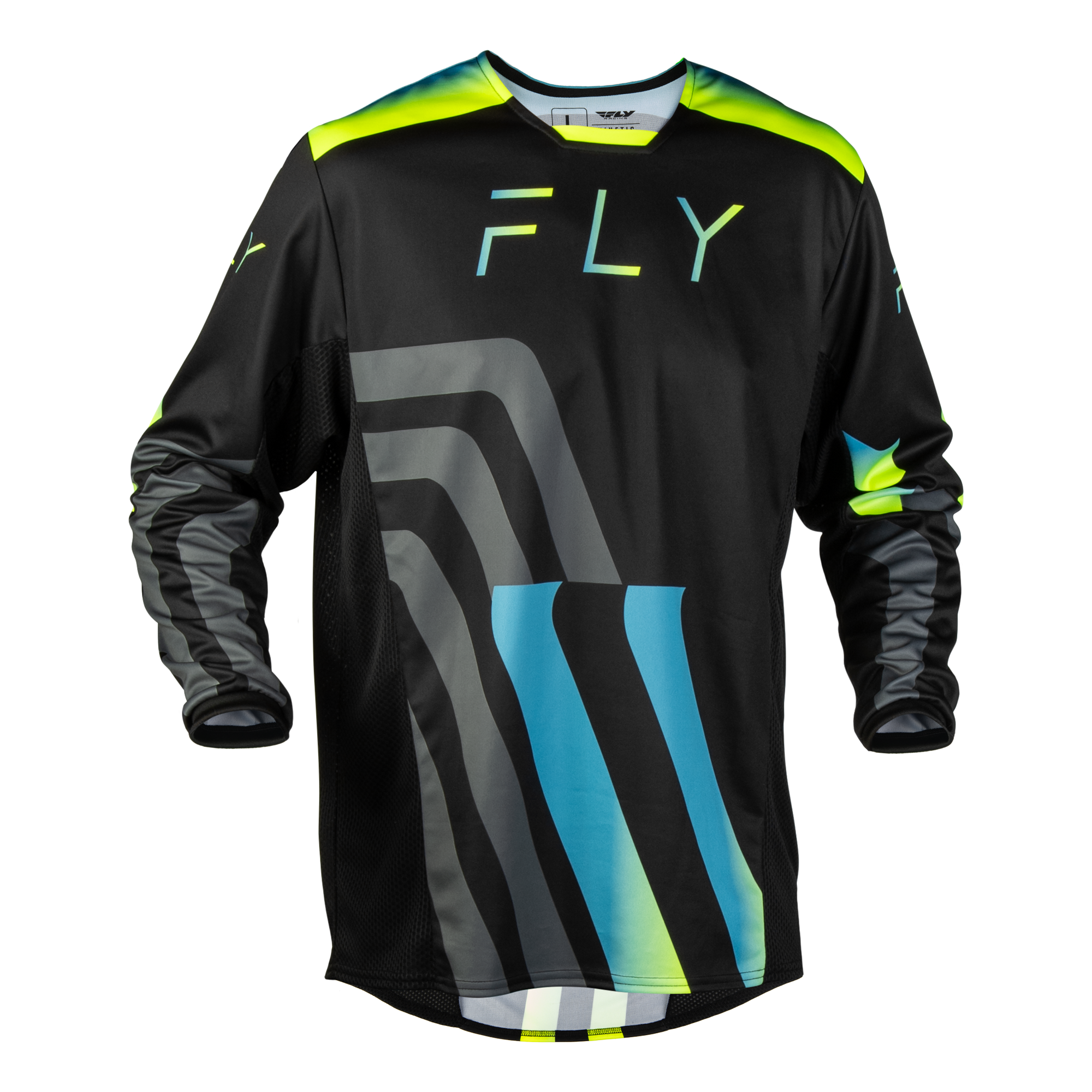 Fly Racing Kinetic Volt Jersey (Black/Grey/Teal/Yellow), Size Small 600399BLK-S