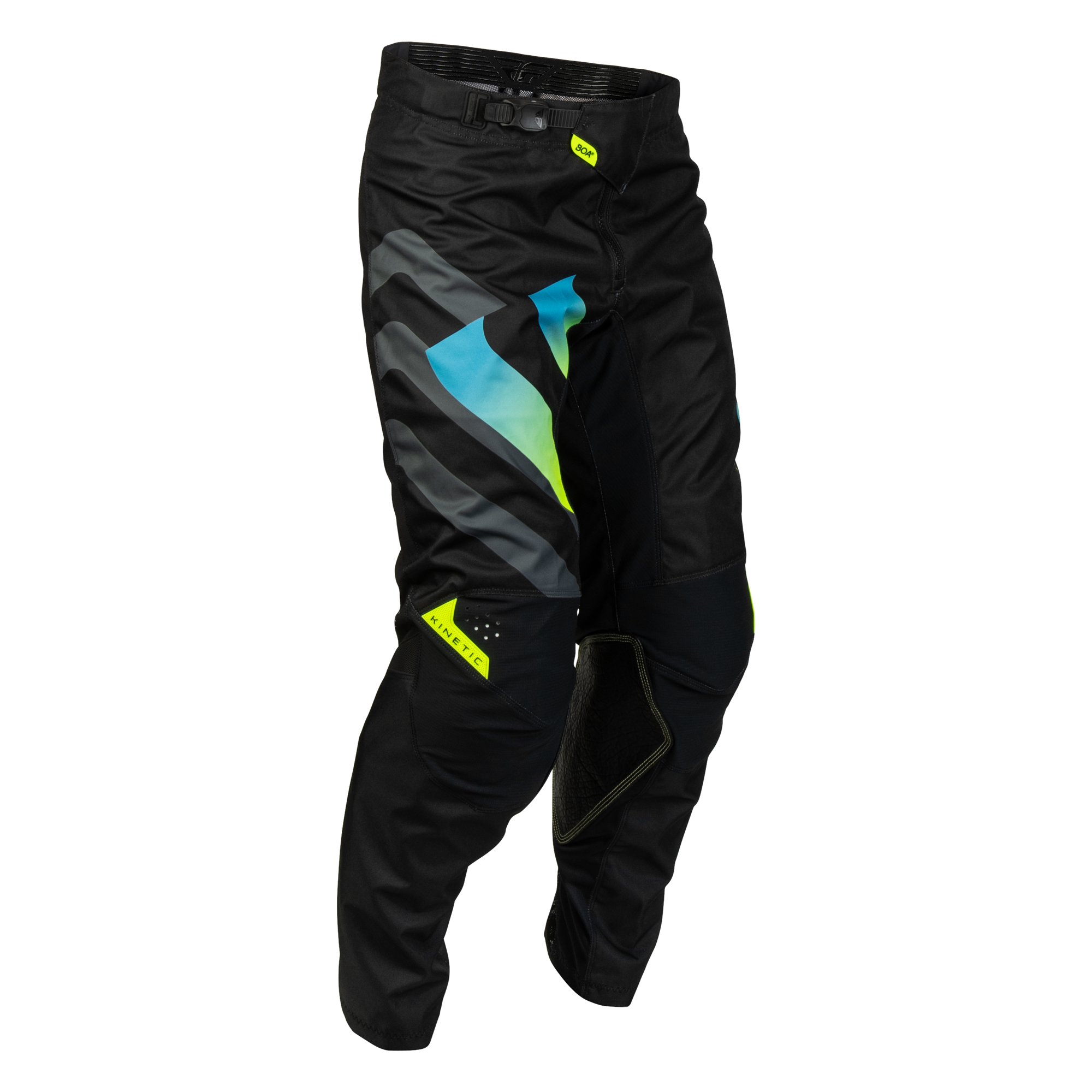 Fly Racing Kinetic Volt Pants (Black/Grey/Teal/Yellow), Size 34 600400BLK-34