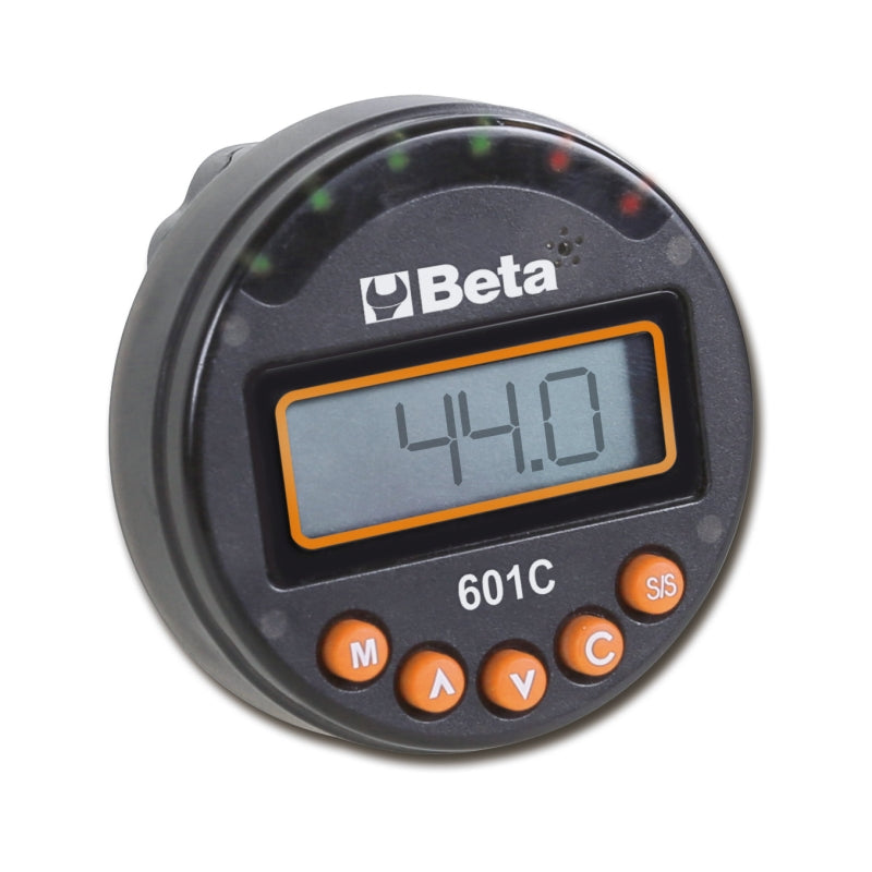 Beta Tools Digital Angle Indicator for Right/Left-Hand Tightening 2 Accuracy, LED/Buzzer Alerts, 9 Preset Angles, 50 Measurement Storage, Includes Case - Beta Tools 601C
