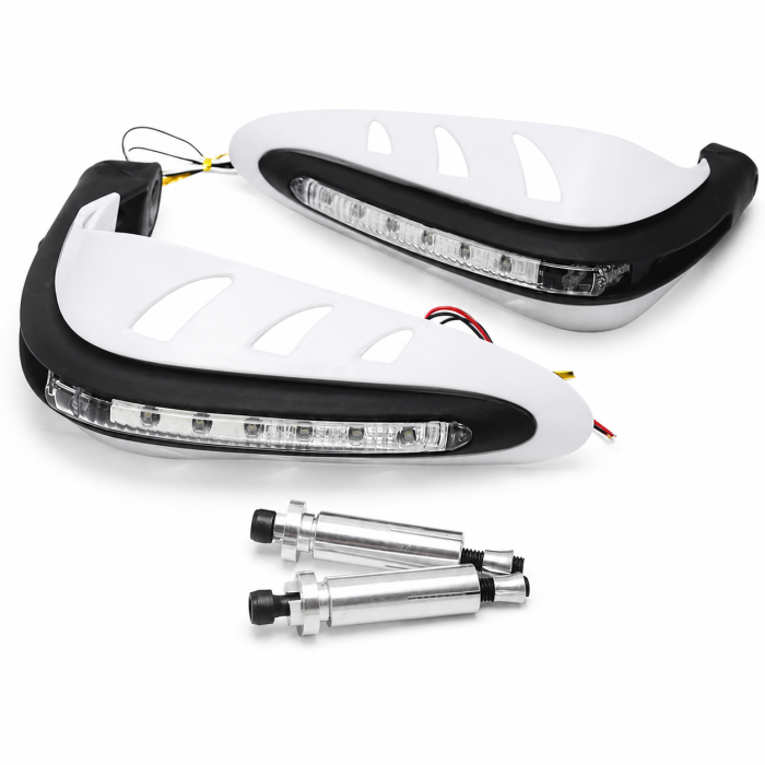 Dirt Racing Universal Indicator Handguards, TM265, White, with Fitting Kit