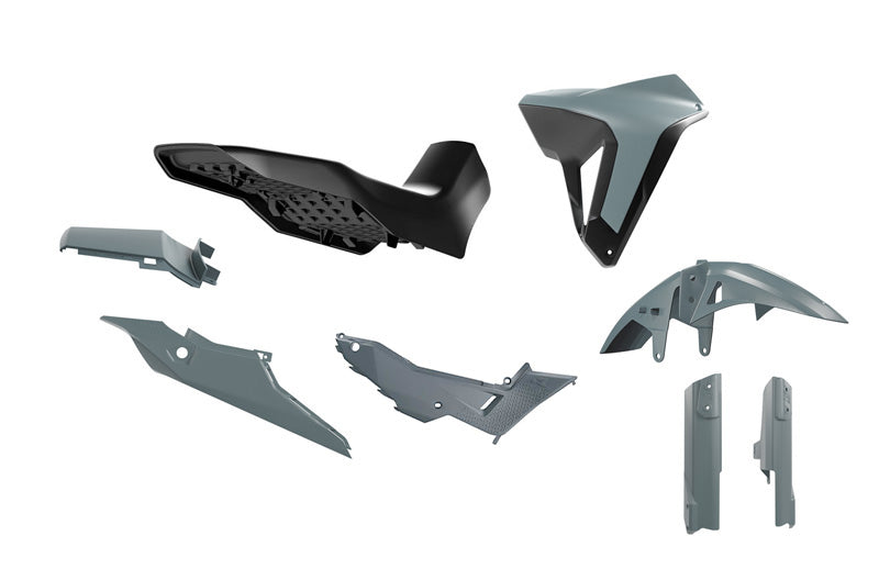Rtech Plastics Plastic Kit with Seat Transalp 750 R-tech Grey Black R-kitalp-gr0-024
