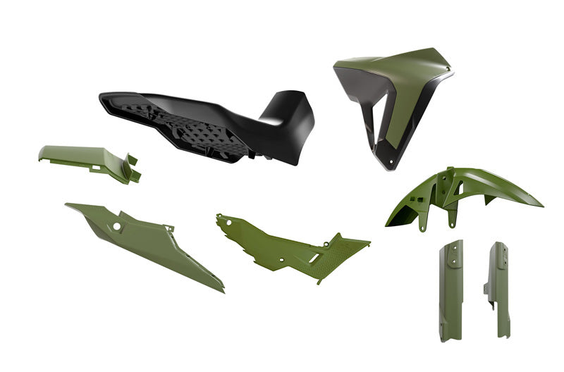 Rtech Plastics Plastic Kit with Seat Transalp 750 R-tech Navy Green Black R-kitalp-vn0-024