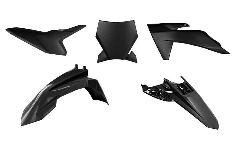 Rtech Plastics Plastic Kit 2024-2025 KTM 50 SX Black, Rtech R-kitKTM-nr0-150