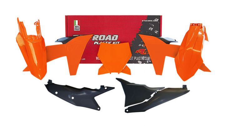 Rtech Plastics Plastic Kit/6 2023-24 KTM SX/SXF, Orange/black, Rtech R-kitKTM-ar0-123