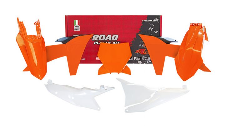 Rtech Plastics Plastic Kit/6 2023-24 KTM SX/SXF, Orange/black/white, Rtech R-kitKTM-ar0-223