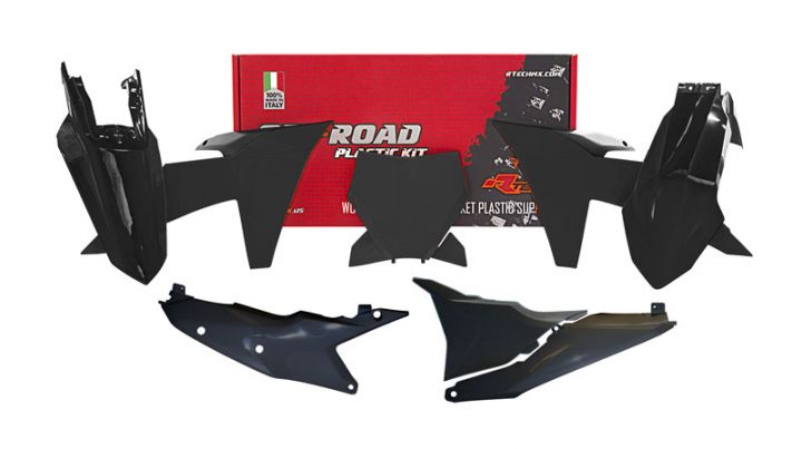 Rtech Plastics Plastic Kit/6 2023-24 KTM SX/SXF, Black, Rtech R-kitKTM-nr0-023