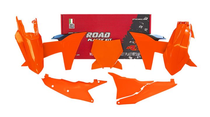 Rtech Plastics Plastic Kit/6 2023-24 KTM SX/SXF, Neon Orange/black, Rtech R-kitKTM-an0-023