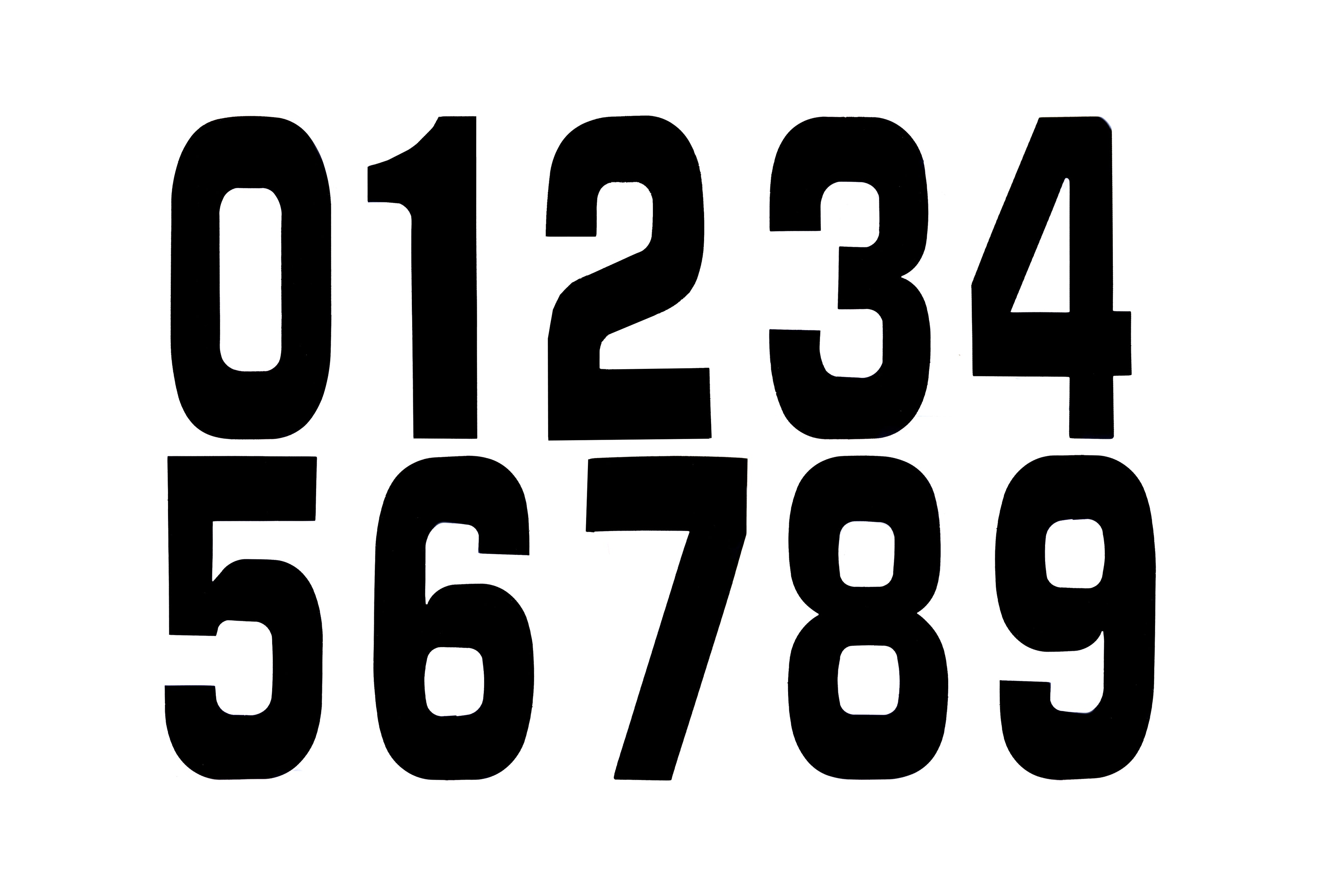FIR Race Numbers - 0 1 2 3 4 5 6 7 8 9 - Black, 10 of Each Number / 15cm 6 / Pack of 100