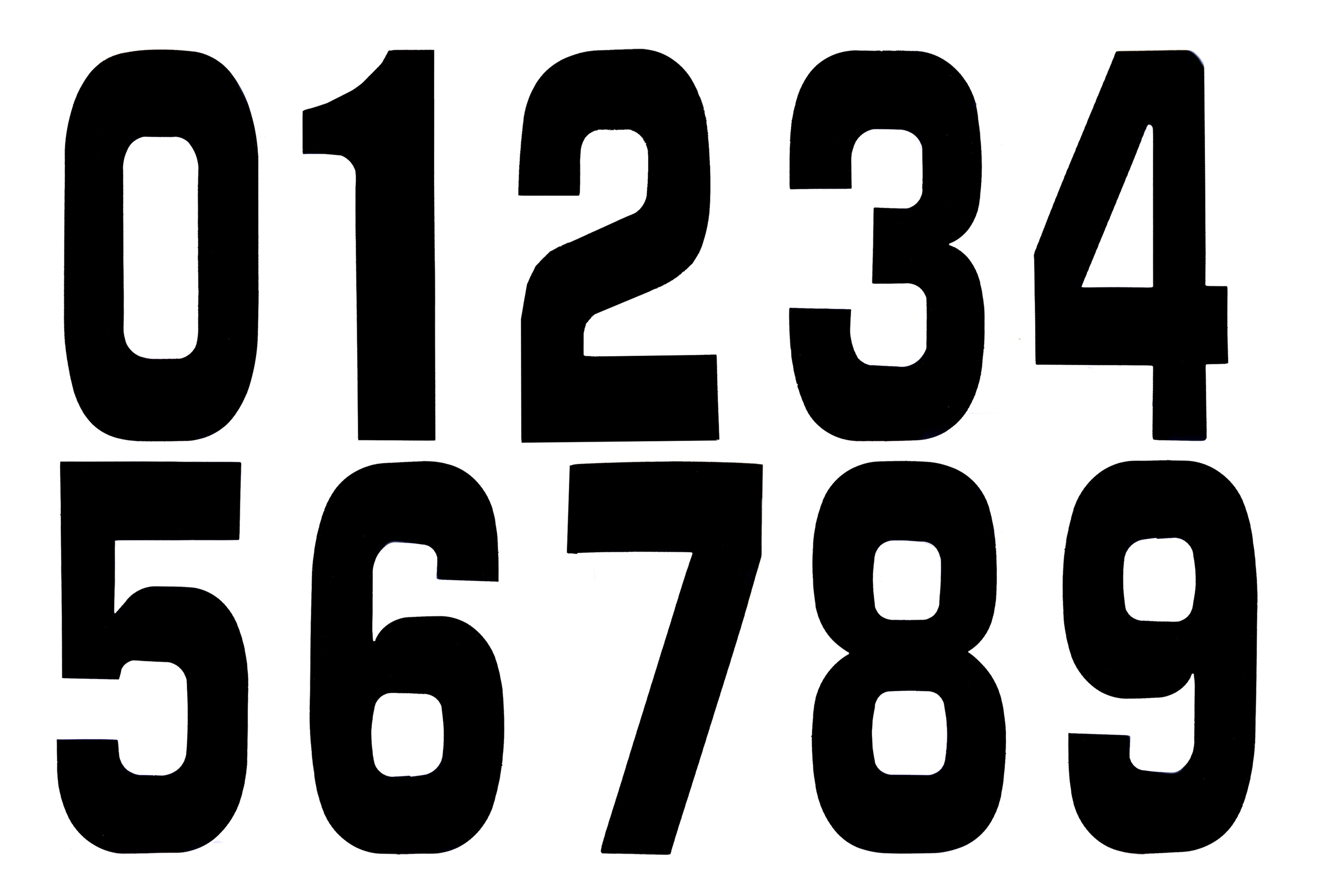 FIR 8 Black Race Numbers 0-9, 25 of Each - Pack of 250