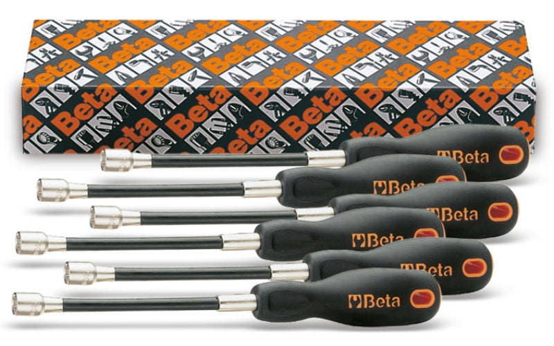 Beta Tools Set of 6 Flexible Hexagon Nut Spinners with Handles 5mm - 10mm - Beta Tools 943FL/S6
