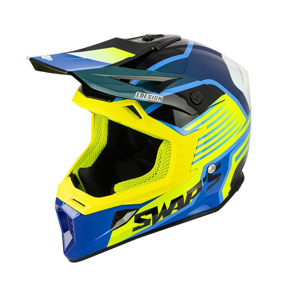Swaps Motocross Helmet Swaps S818 - Shiny Fluo Yellow - Size L 59cm - 60cm