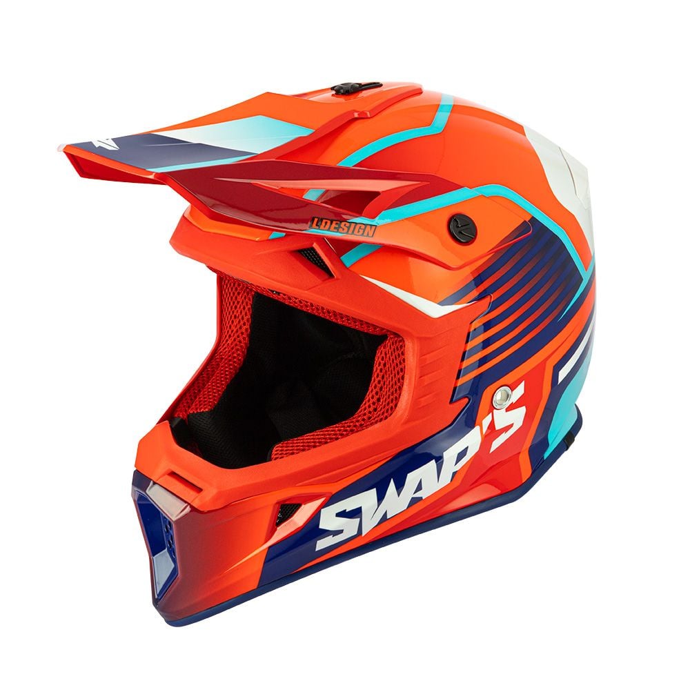 Swaps Motocross Helmet Swaps S818 - Shiny Red Blue White - Size Xs 53cm - 54cm