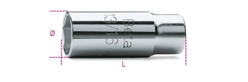 Beta Tools 1/2" Square Drive Spark Plug Socket Chrome-Plated Hexagon End 14mm - Beta Tools 956C 14