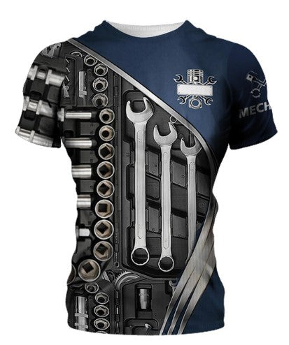 Dirt Racing T-shirt Large Mechanic Design Black Blue Unisex