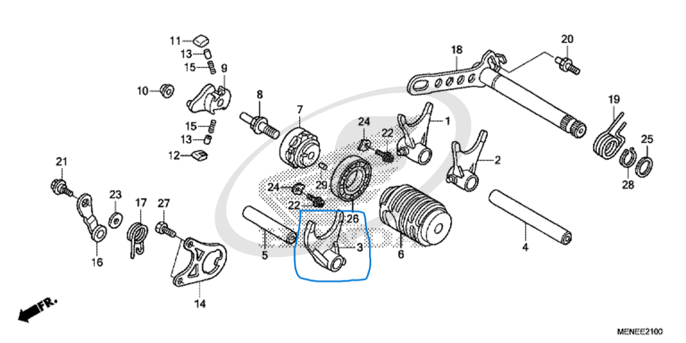 Honda, CRF450R9, 2009 FORK C GEAR SHIFT 24231MENA50