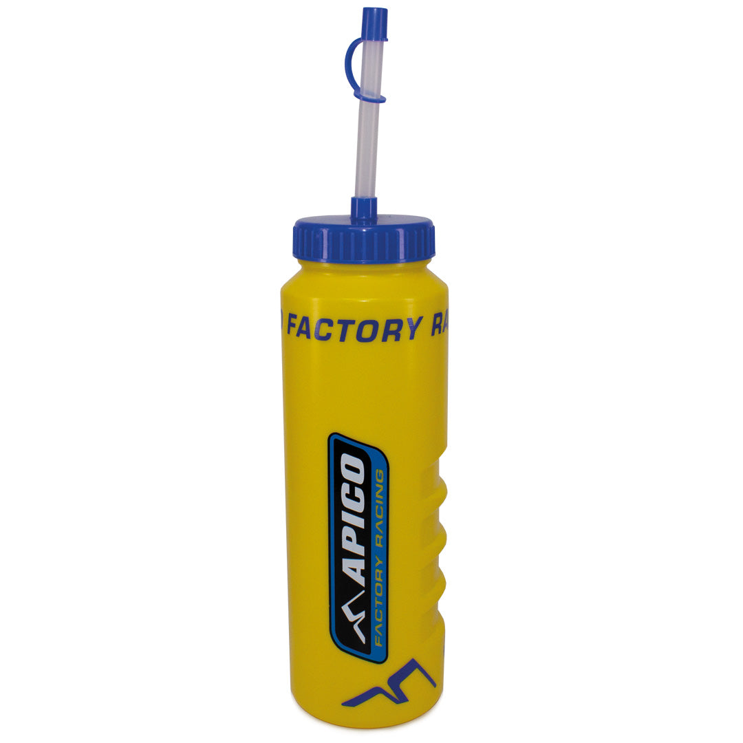 APICO  FACTORY RACING SPORTS DRINK BOTTLE WITH LONG STRAW - YELLOW/BLUE