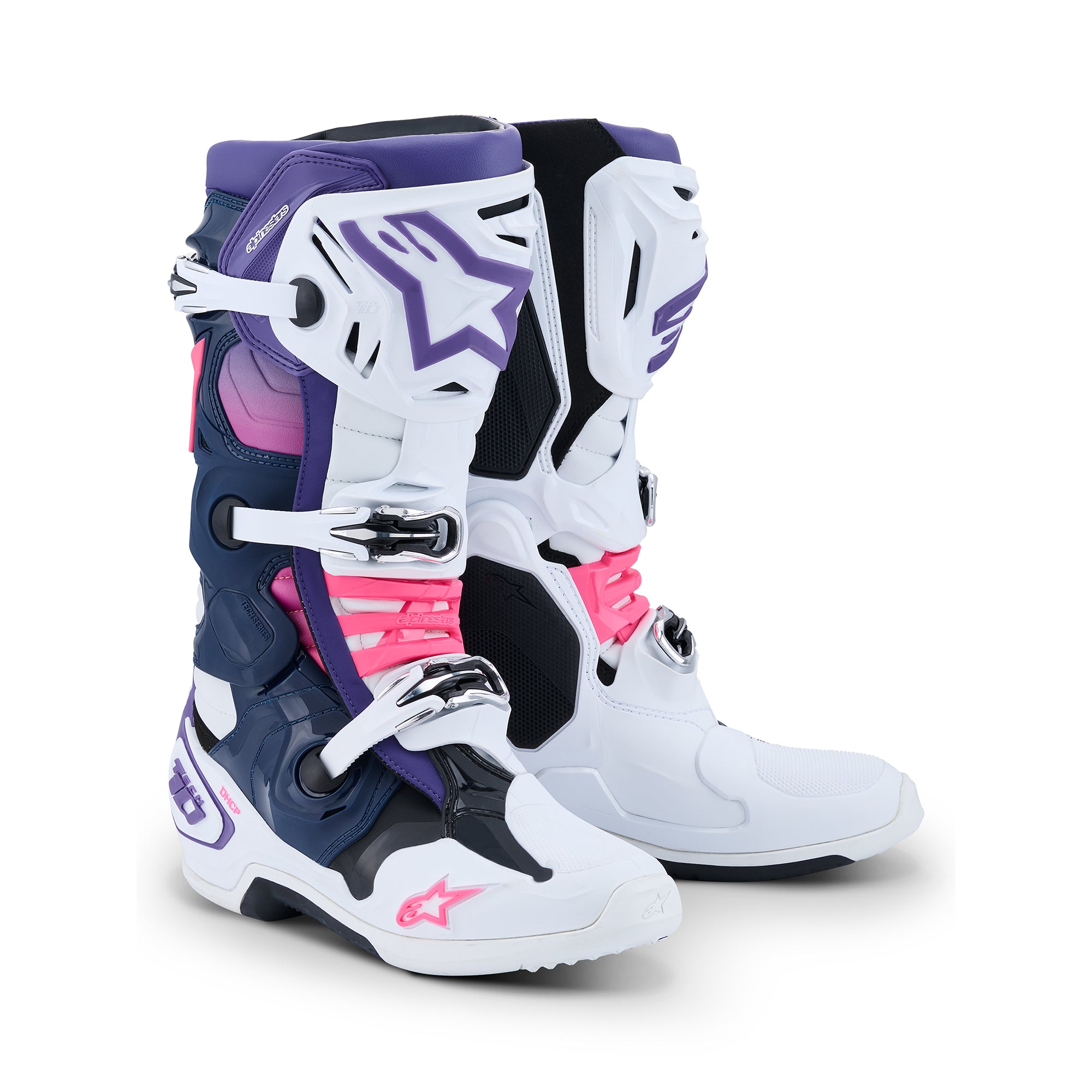 Alpinestars Tech 10 - White Violet Navy Blue Pink Fluo