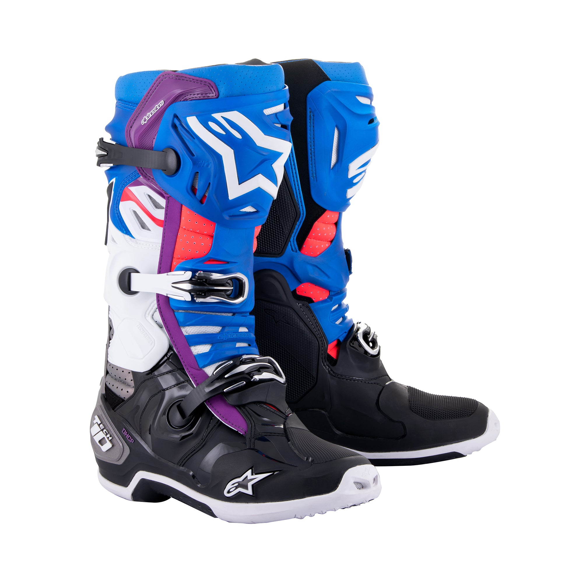 Alpinestars Tech 10 Supervented - Black Enamel Blue Purple White Boots