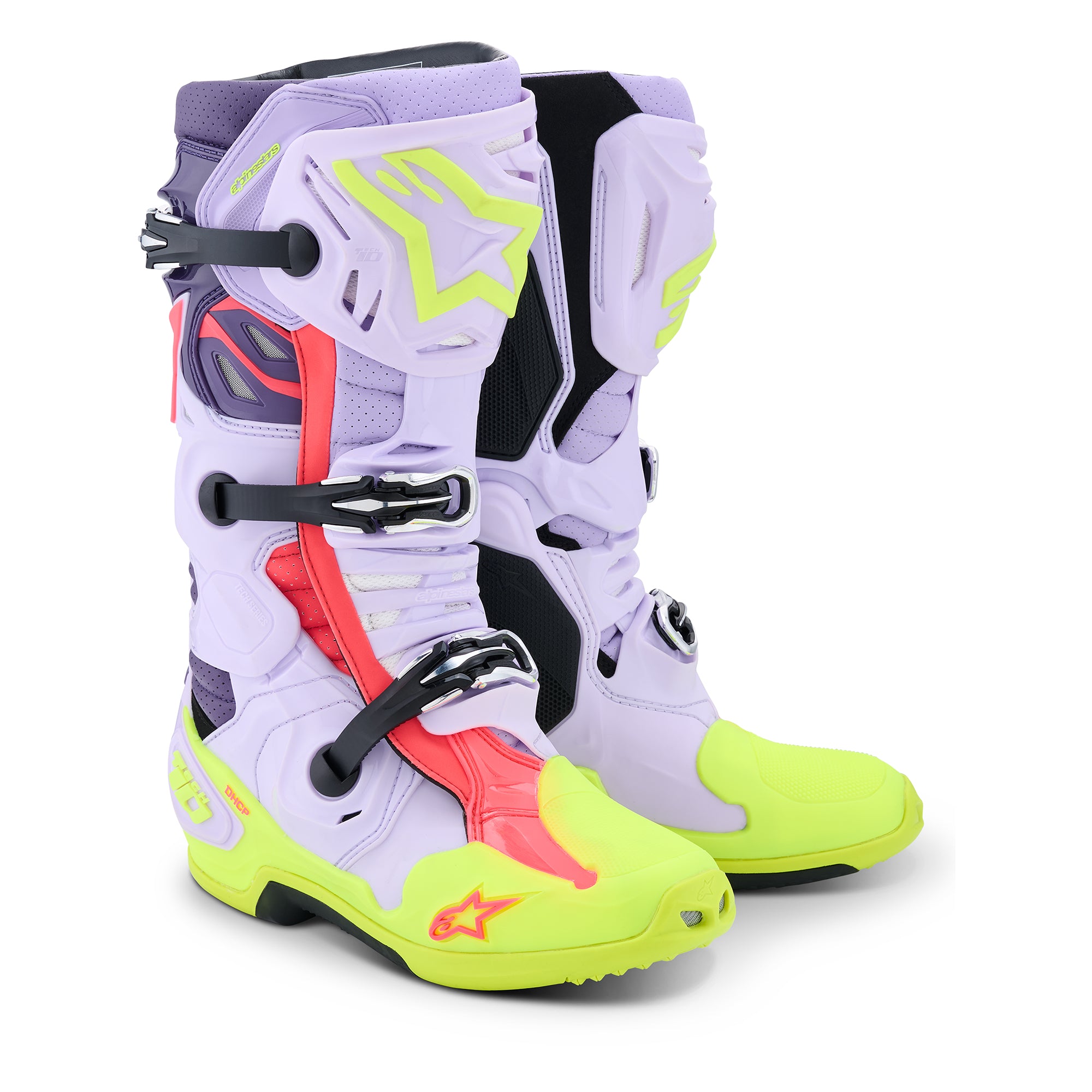 Alpinestars Tech 10 Supervented - Purple Yellow Fluo Diva Pink