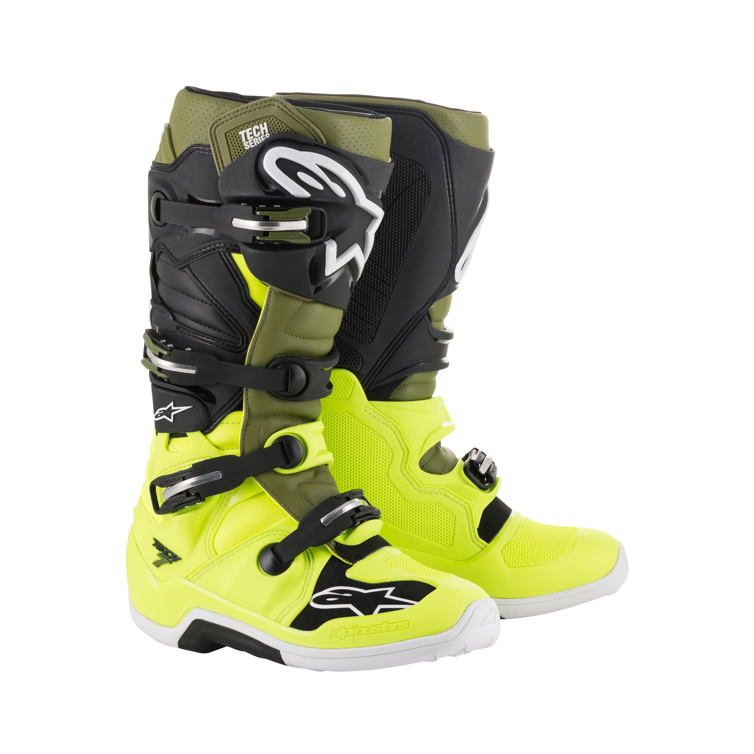 Alpinestars Tech 7 - Yellow Fluo Military Green Blk - US 10 UK 9