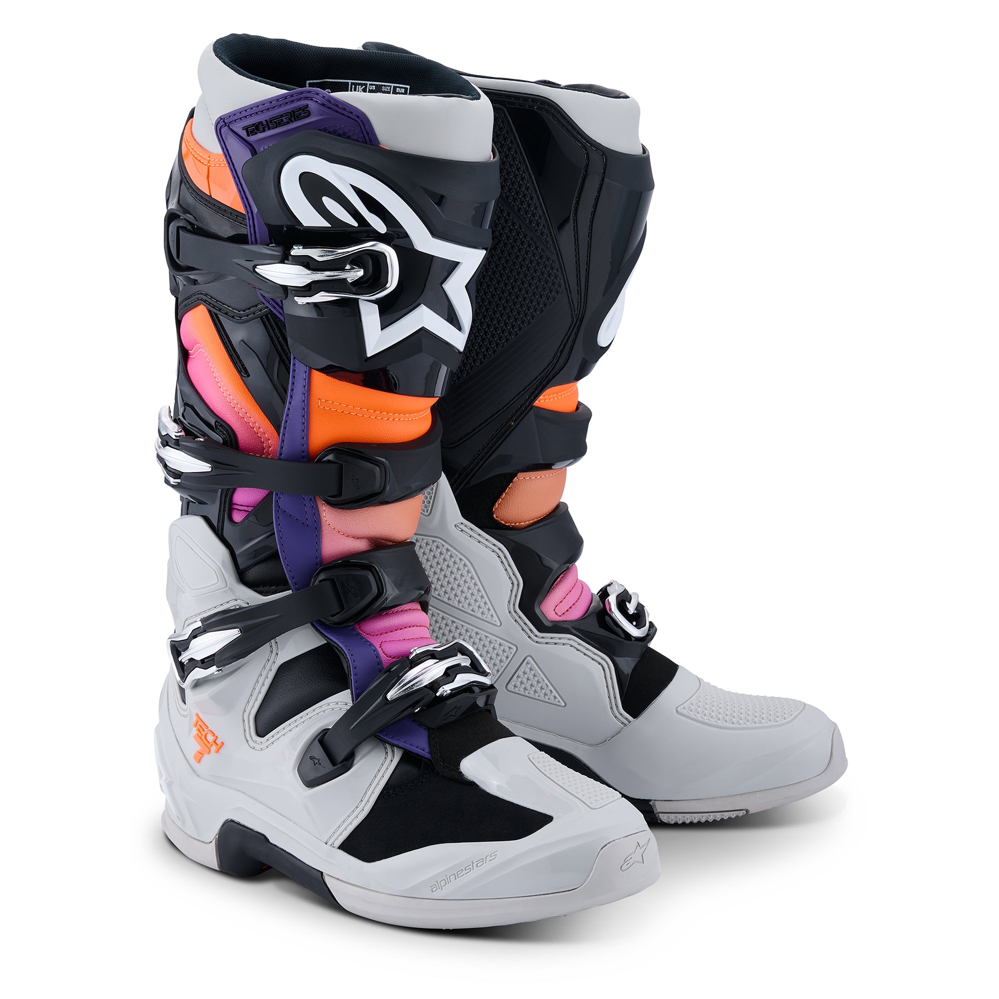 Alpinestars Tech 7 - Black Light Gray Orange Fluo Magenta