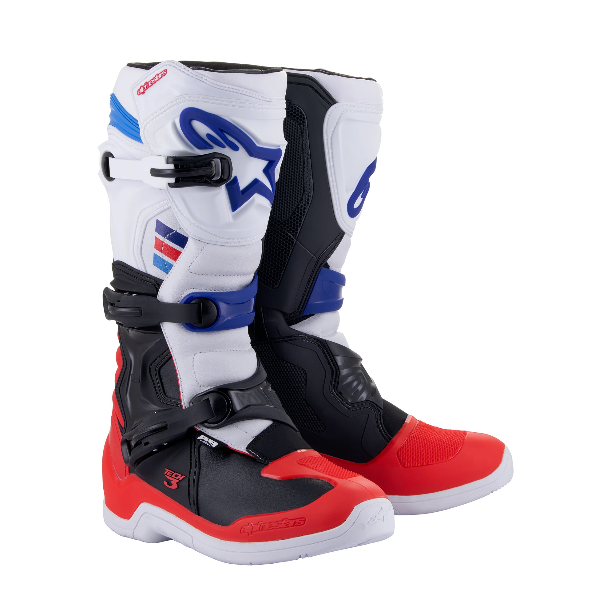 Alpinestars Tech 3 - White Bright Red Dark Blue Boots