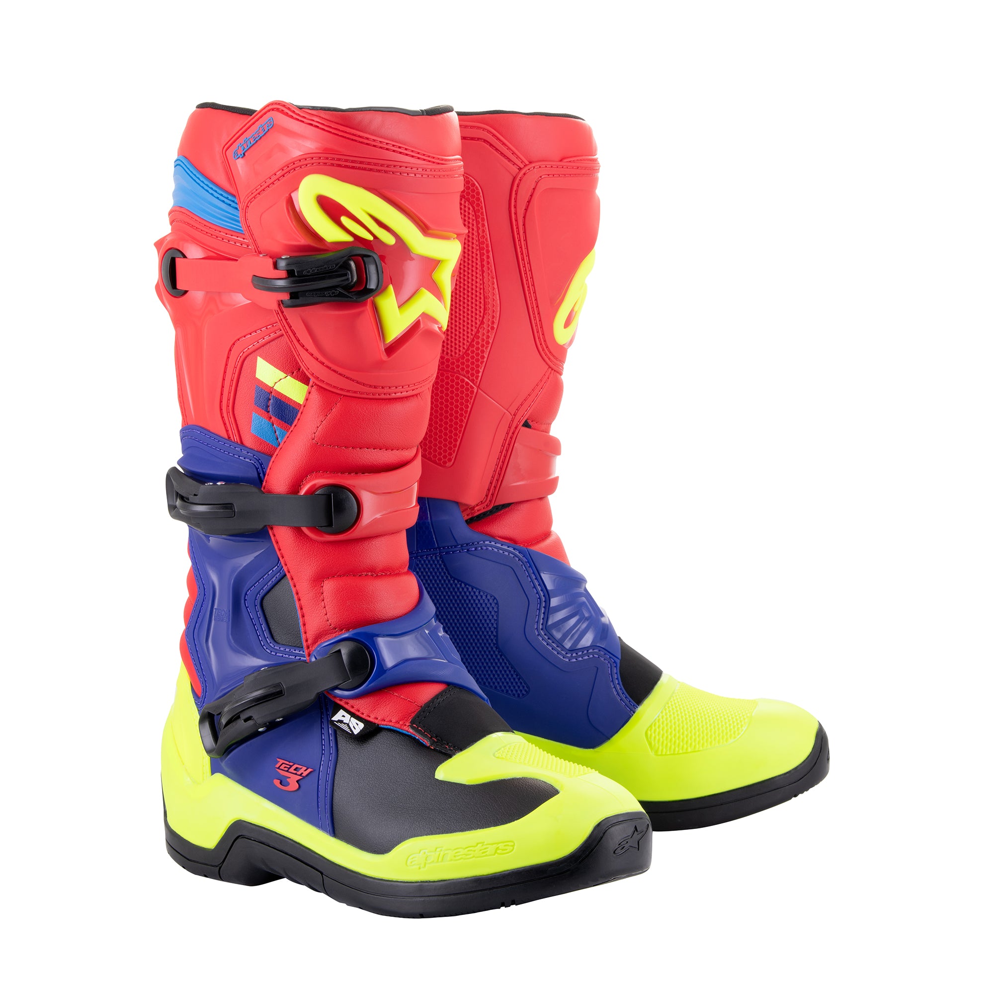 Alpinestars Tech 3 - Bright Red Dark Blue Yellow Fl Boots