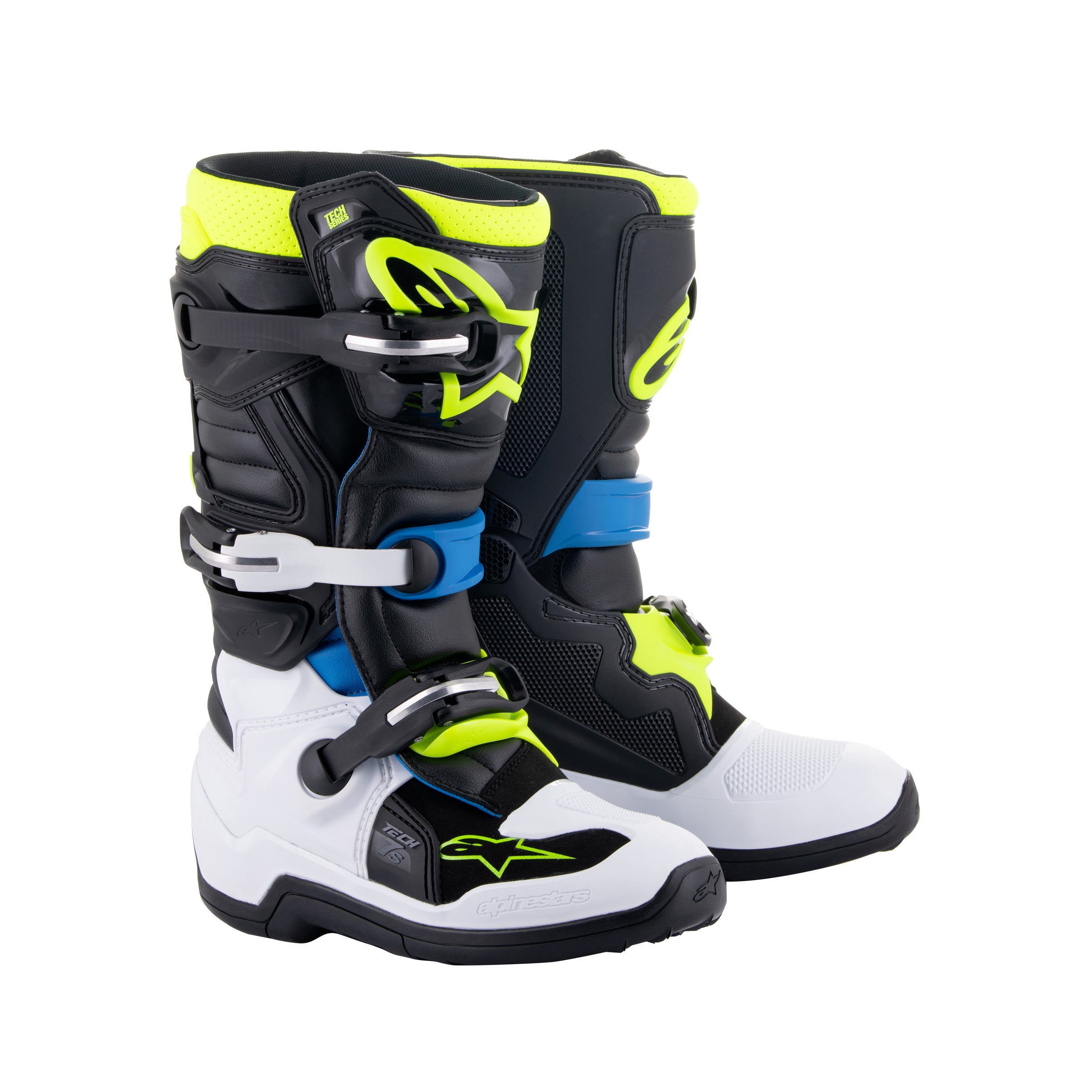 Alpinestars Tech 7S Youth - Black Enamel Blue Yellow Fluo Boots
