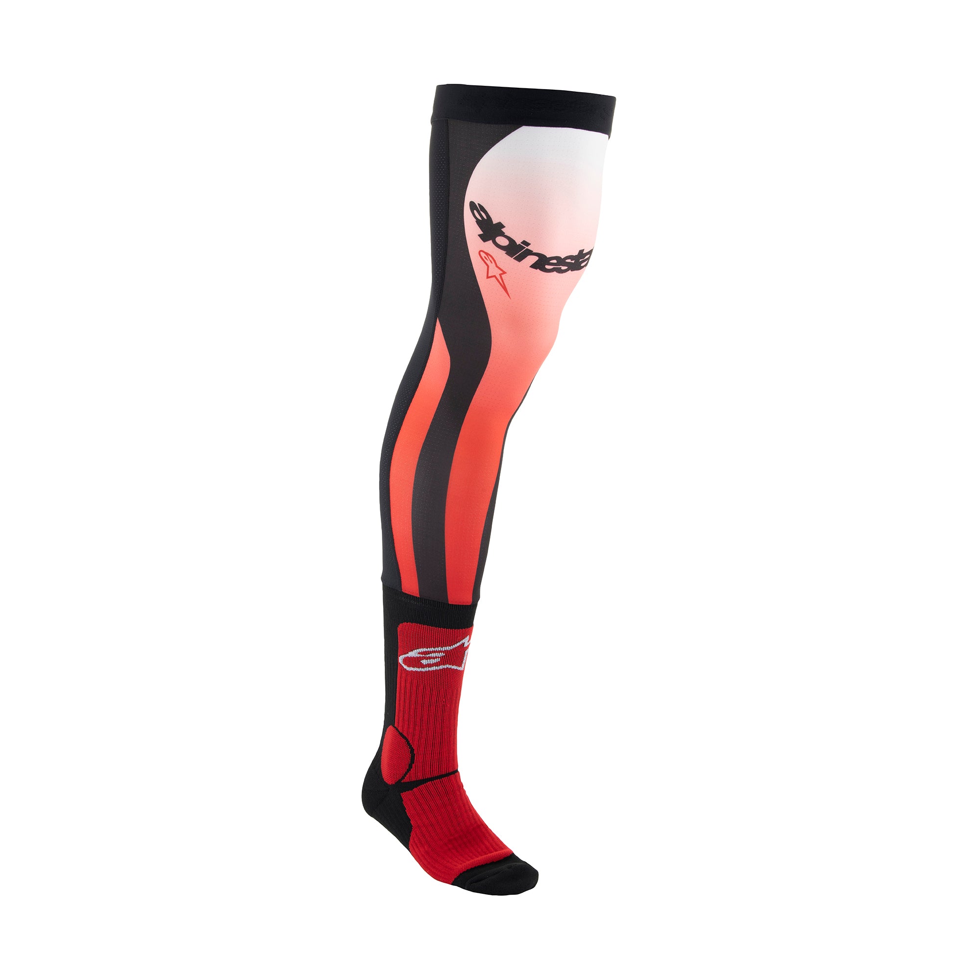 Alpinestars Knee Brace Socks - Bright Red/White - UK 5-8 (S/M)