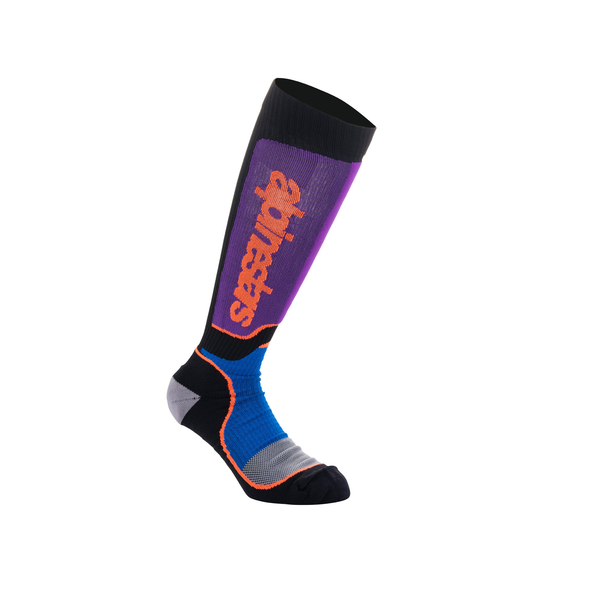 Alpinestars MX Plus Socks - Black/Royal Blue/Purple
