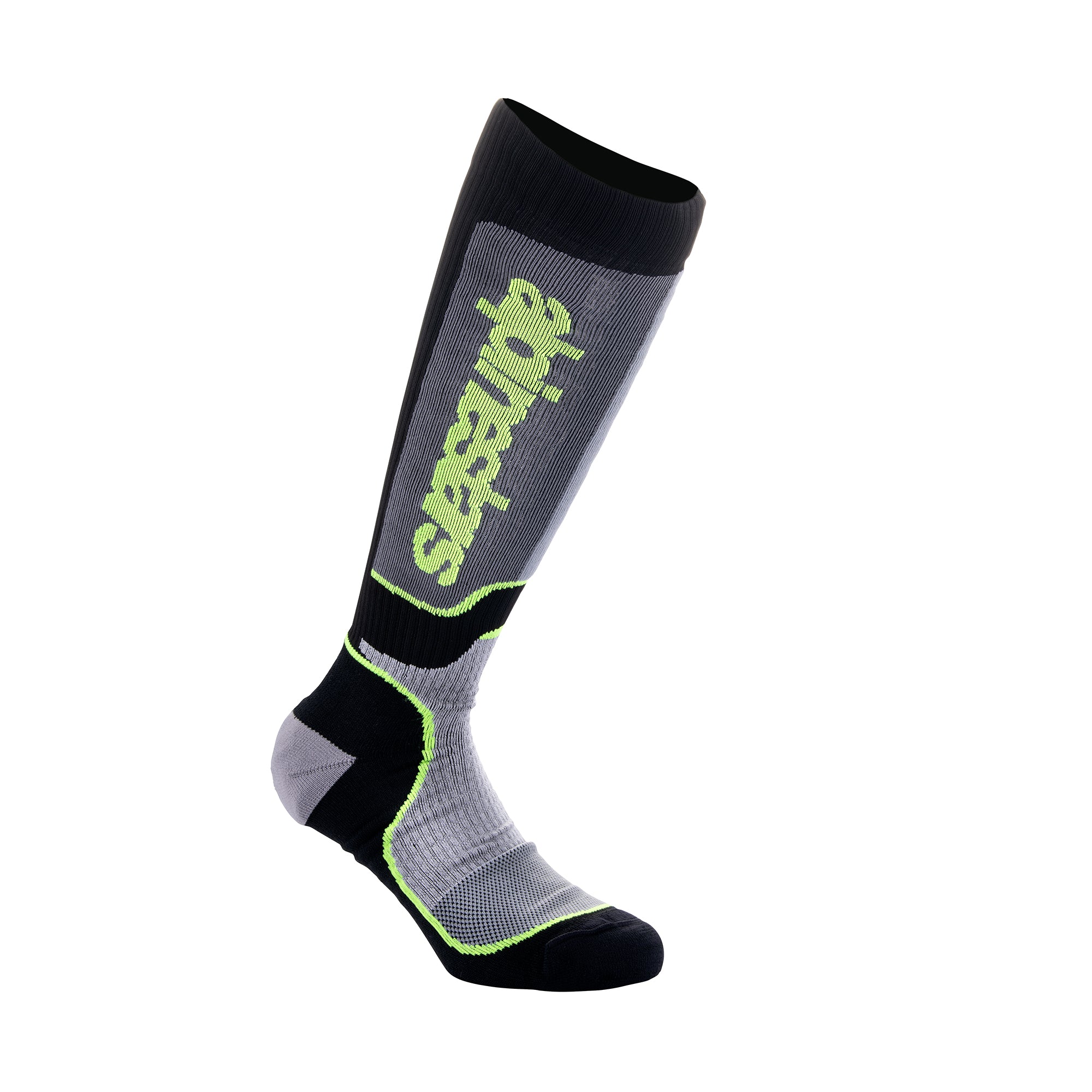 Alpinestars Youth MX Plus Socks - Black/Gray/Yellow Fluo - One Size (M/L)