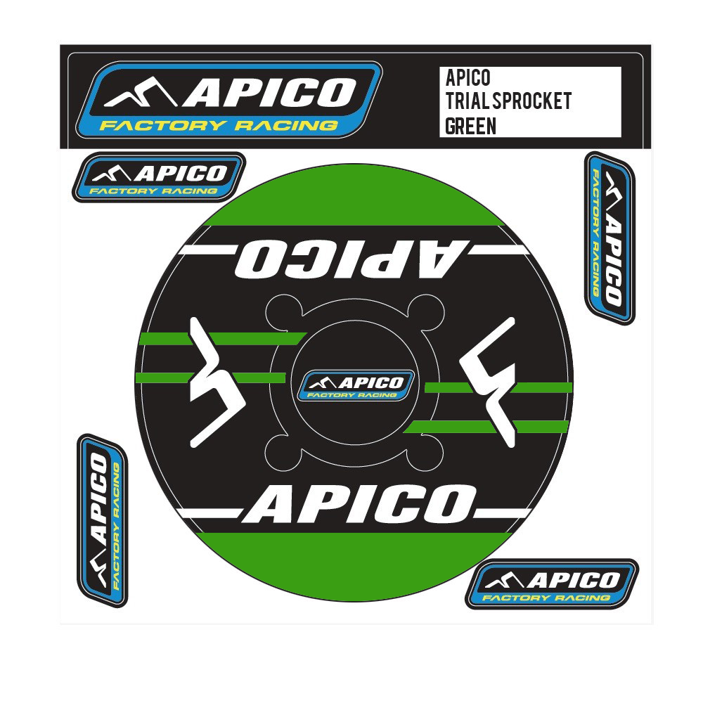 APICO APICO TRIALS REAR SPROCKET STICKER 41T-42T GREEN