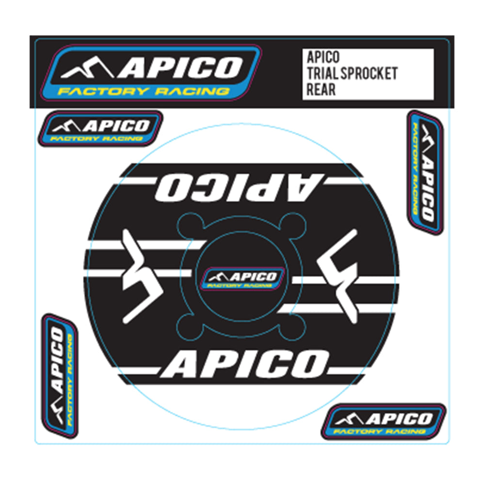APICO APICO TRIALS REAR SPROCKET STICKER 43T-44T BLACK