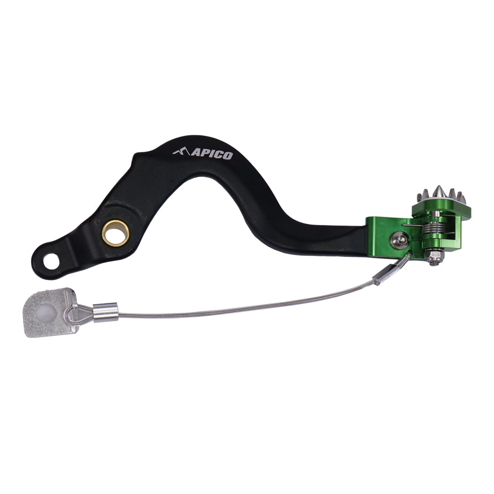 Apico Brake Pedal Forged Kawasaki KX125-250 88-89,  KX500 89-04 Black/Green