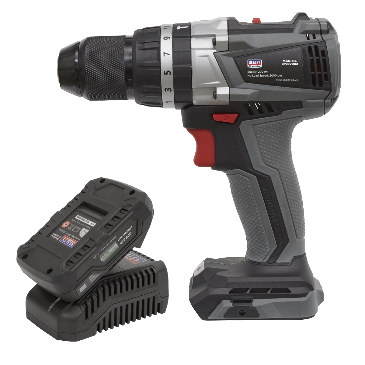 SEALEY 20v Combo Drill Kit, Lithium Battery, Brushless