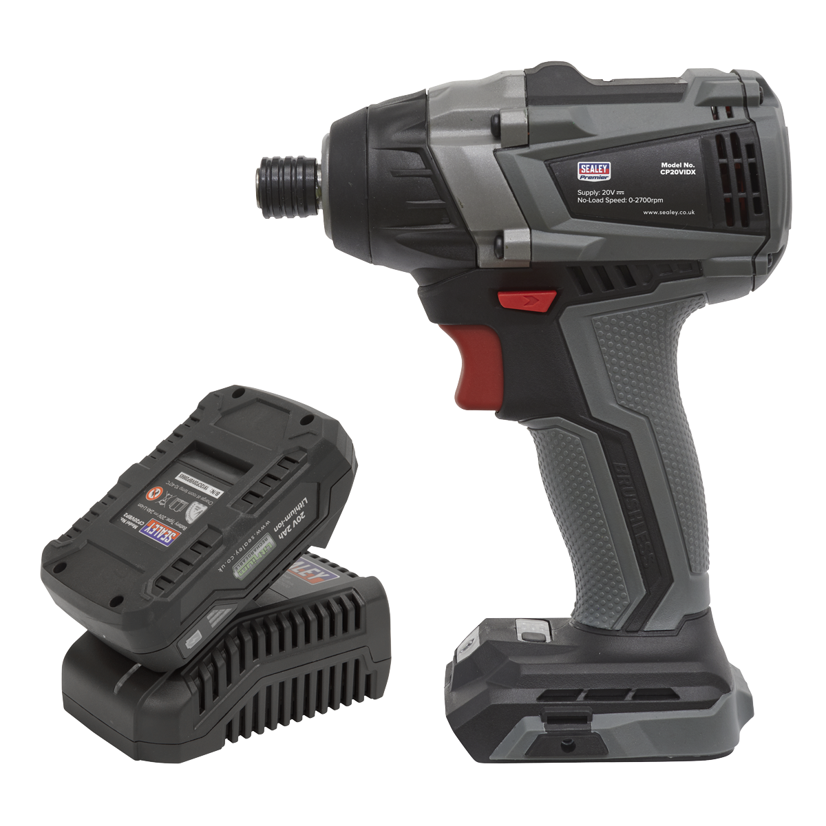 SEALEY 20v 1/4 Hex Impact Driver Kit, Lithium Battery, Brushless