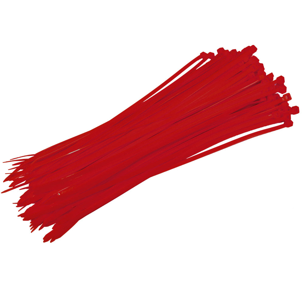 RACELINE CABLE TIES 300 x 4.8mm x100 RED  RED