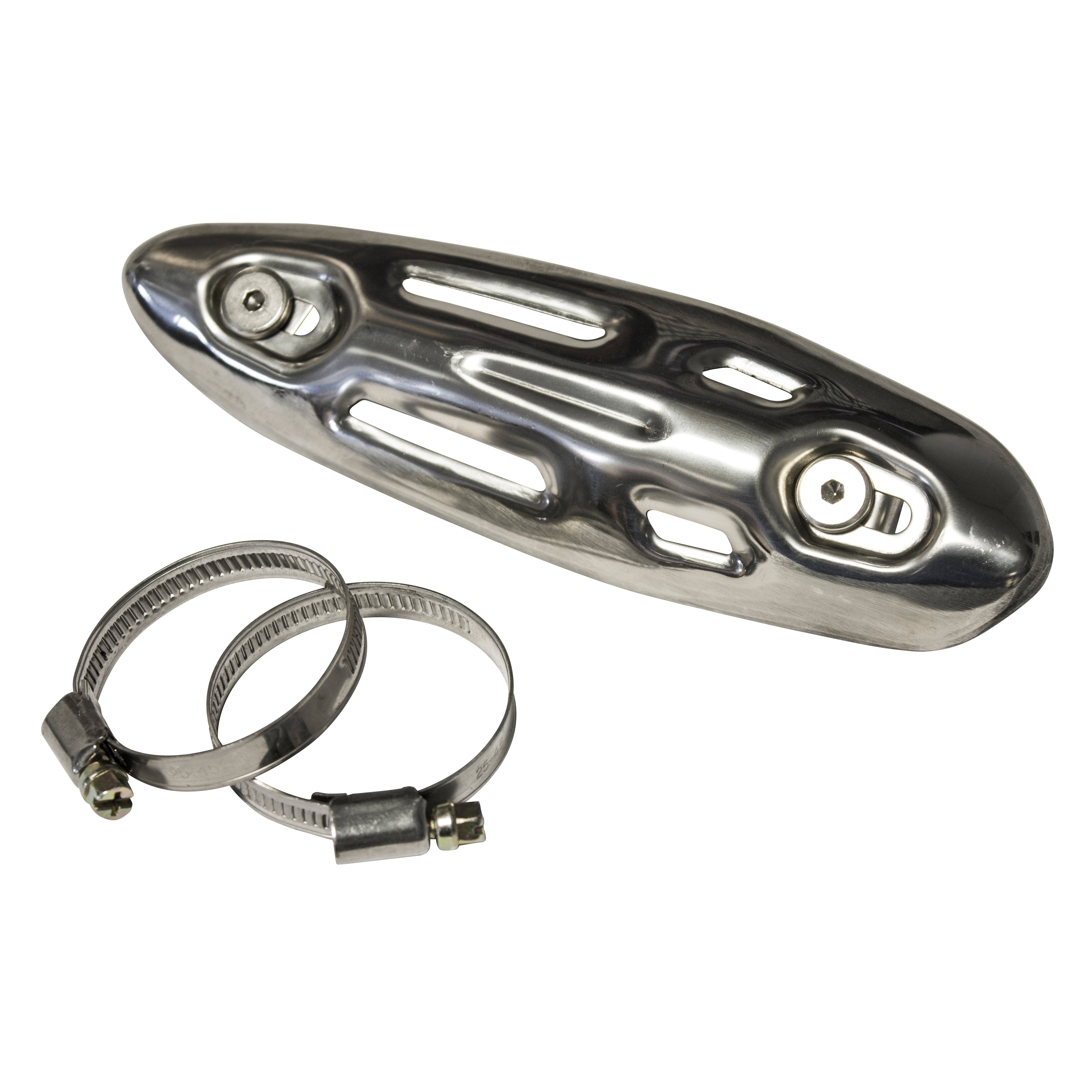 APICO UNIVERSAL EXHAUST HEAT SHIELD STAINLESS STEEL , 26MM TO 50MM FRONT HEADER PIPES