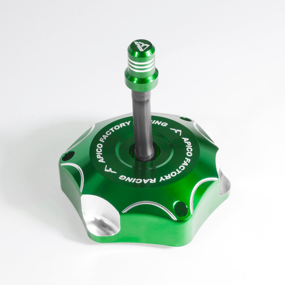 Apico Alloy Fuel Cap Kawasaki/Suzuki KX65 00-25, KX85-100 01-12, KX125 99-08, KX250F 04-05  Green (R)