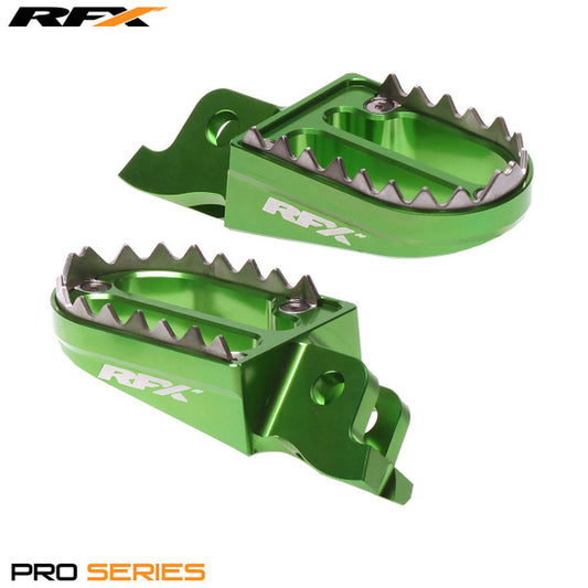 RFX Pro Series 2 Footrests (Green) Kawasaki KXF250 06-23 KXF450 07-23