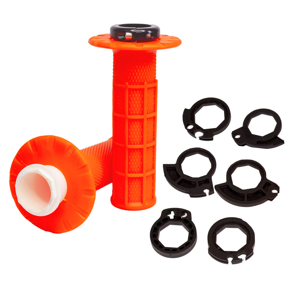 Apico HANDLEBAR GRIPS APICO LOCK ON FULL DIAMOND HALF WAFFLE ORANGE  Orange 