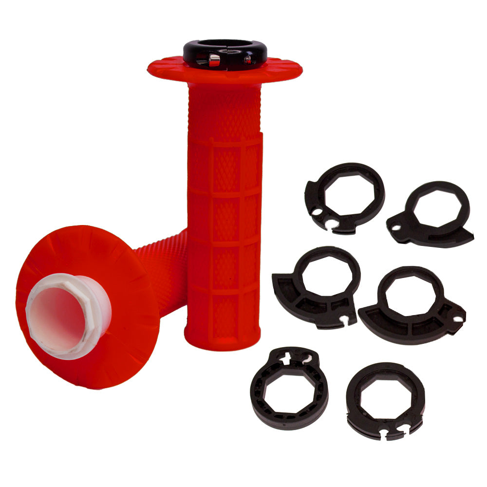 Apico HANDLEBAR GRIPS APICO LOCK ON FULL DIAMOND HALF WAFFLE RED  Red 