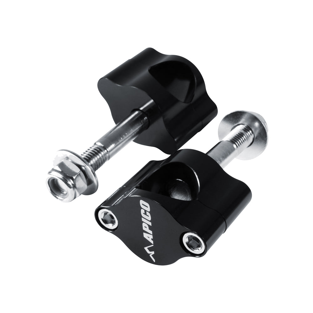 APICO HANDLEBAR MOUNT KIT 28.6MM BLACK SINGLE BOLT FIXING 12MM
