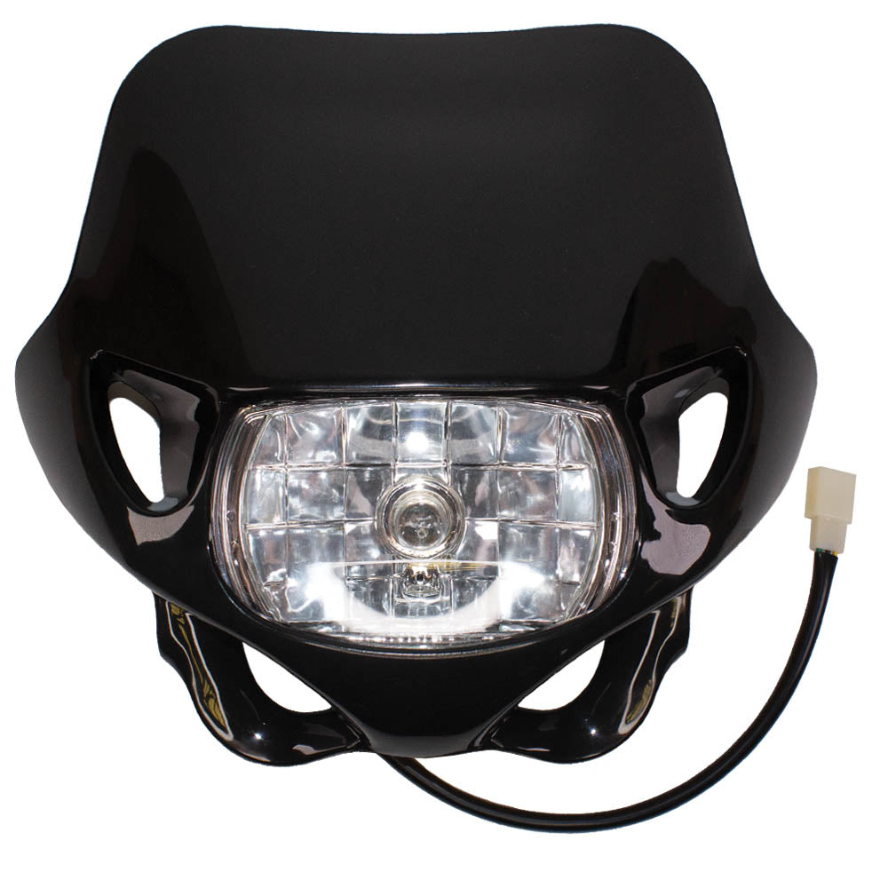 APICO HEADLIGHT UNIT MX/ENDURO STYLE UNIVERSAL HI/LOW BEAM, BLACK