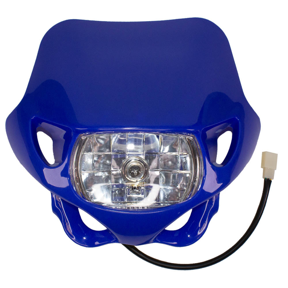 APICO HEADLIGHT UNIT MX/ENDURO STYLE UNIVERSAL HI/LOW BEAM, BLUE