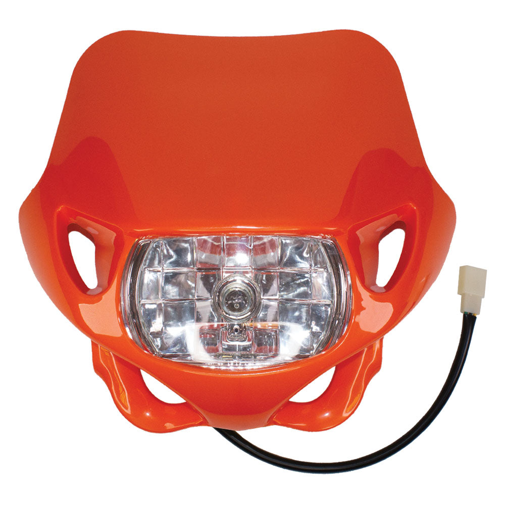 APICO HEADLIGHT UNIT MX/ENDURO STYLE UNIVERSAL HI/LOW BEAM, ORANGE